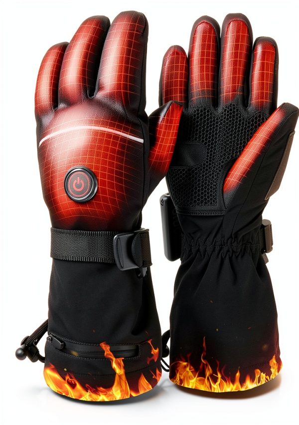 PEKWZIZ Heated Gloves Rechargeable Black Mens Winter Sports-0
