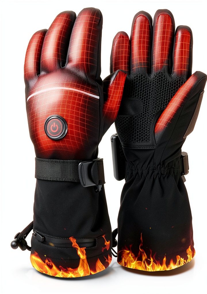 PEKWZIZ Heated Gloves being unboxed on a wooden table with batteries and manual visible