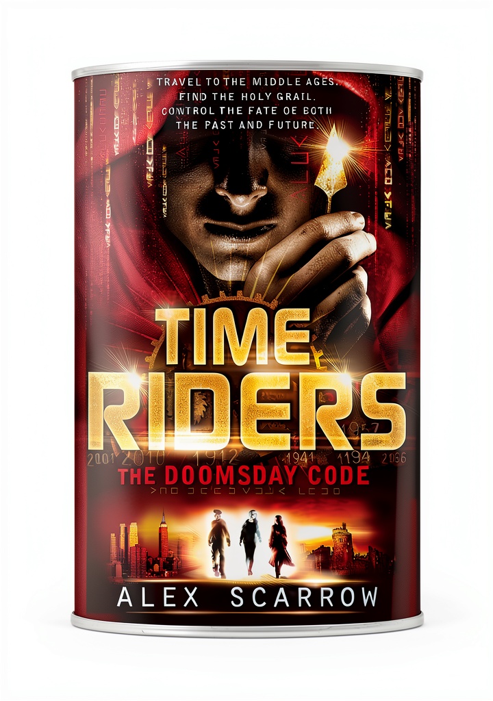 Installing TimeRiders Book 3 Alex Scarrow Young Adult Medieval Fiction on a wooden desk