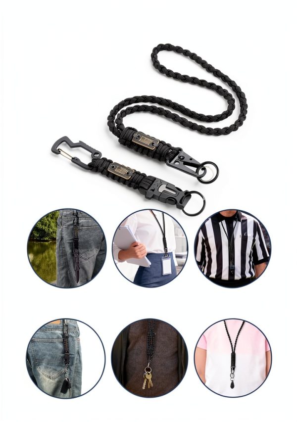 DDOUT Paracord Lanyard & Keychain 20in Nylon USA Flag Badge Green-5