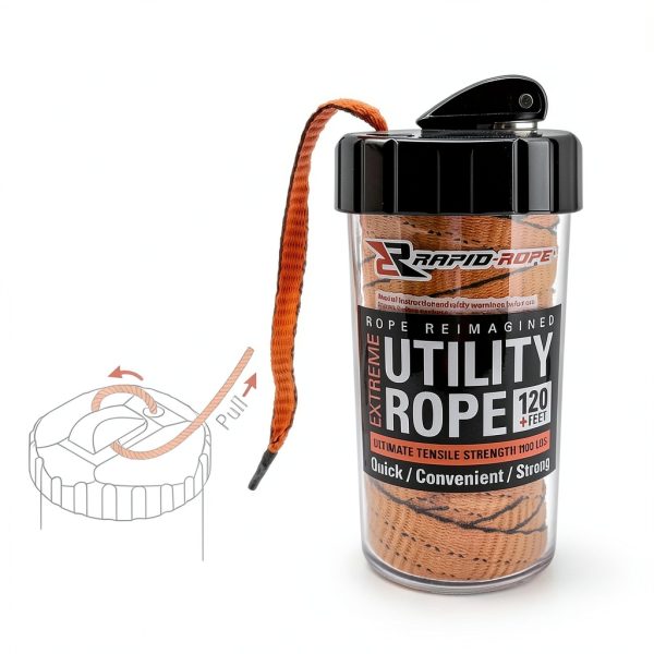 Rapid Rope Flat Tactical Paracord 120ft Black 1100lb Strength-4