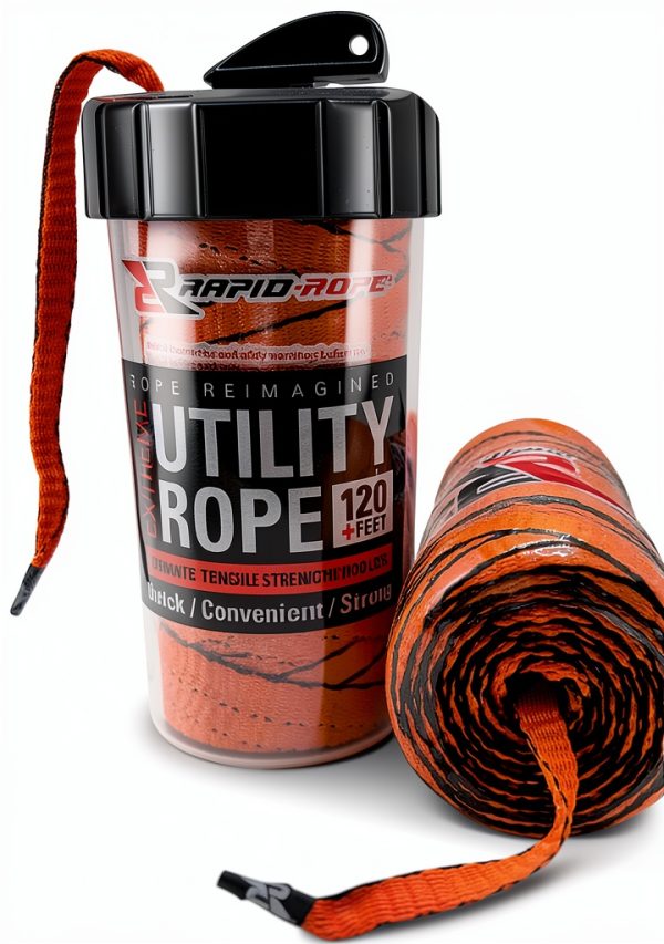 Rapid Rope Flat Tactical Paracord 120ft Black 1100lb Strength-0