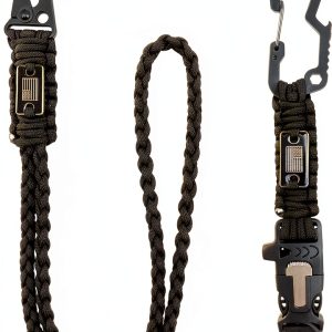 DDOUT Paracord Lanyard & Keychain 20in Nylon USA Flag Badge Green-0