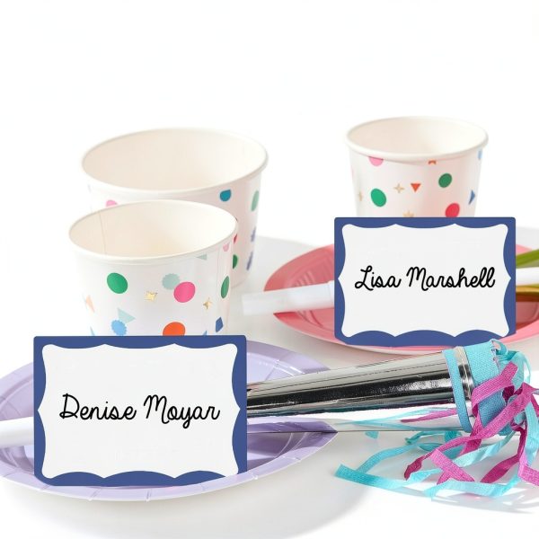 Avery Customizable Name Tags White Blue Border Badges 100 Removable-3