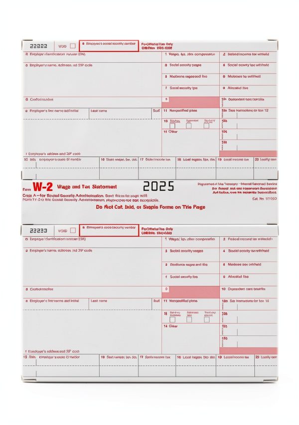 W2 Forms 2025, 6 Part Tax Forms, 25 Employee Kit of Laser Forms Designed for QuickBooks and Accounting Software, 25 Self Seal Envelopes Included-1