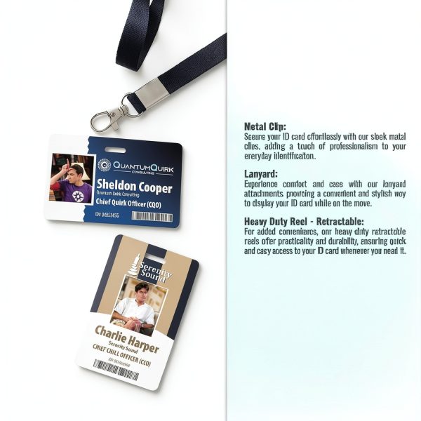 Custom Print Employee ID Badge, Double Sided with Name, Photo, Logo, and Barcode – Unique Photo ID Card Solution (ID Vertical)-8
