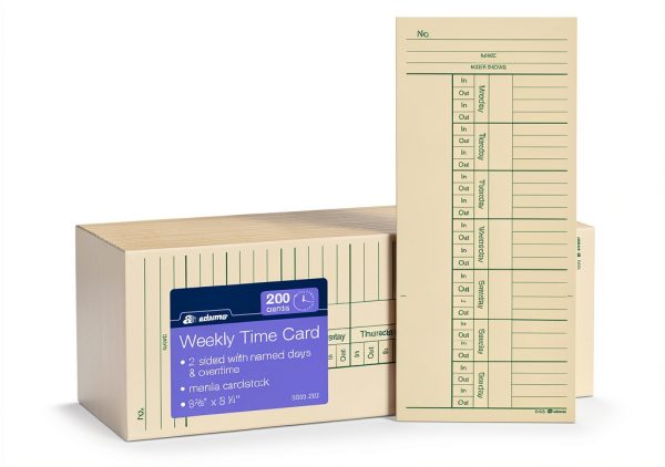 Adams Time Cards Weekly Two‑Sided Overtime Manila Print 200‑Count-0