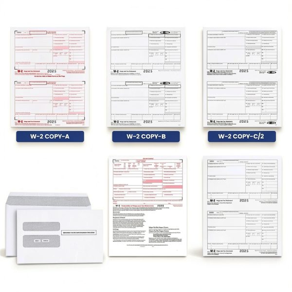 W2 Forms 2025 Dutymark 6-Part Laser Tax Forms Kit for 10 Employees-1