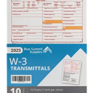 W3 Transmittal Tax Forms 2025, 10 Form W-3 Summary Laser Forms for Transmittal of Wage and Tax Statements, W-3 Forms, Compatible with QuickBooks and Accounting Software, 10 Pack-0