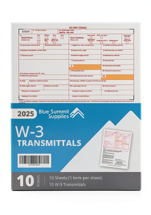W3 Transmittal Tax Forms 2025, 10 Form W-3 Summary Laser Forms for Transmittal of Wage and Tax Statements, W-3 Forms, Compatible with QuickBooks and Accounting Software, 10 Pack-0