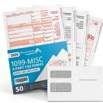 Blue Summit 1099 MISC Forms 2025 with Envelopes, 1099-MISC 4 Part Tax Forms Kit, 50 Vendor Kit of Laser Forms, Compatible with QuickBooks and Accounting Software, 50 Self Seal Envelopes Included-0