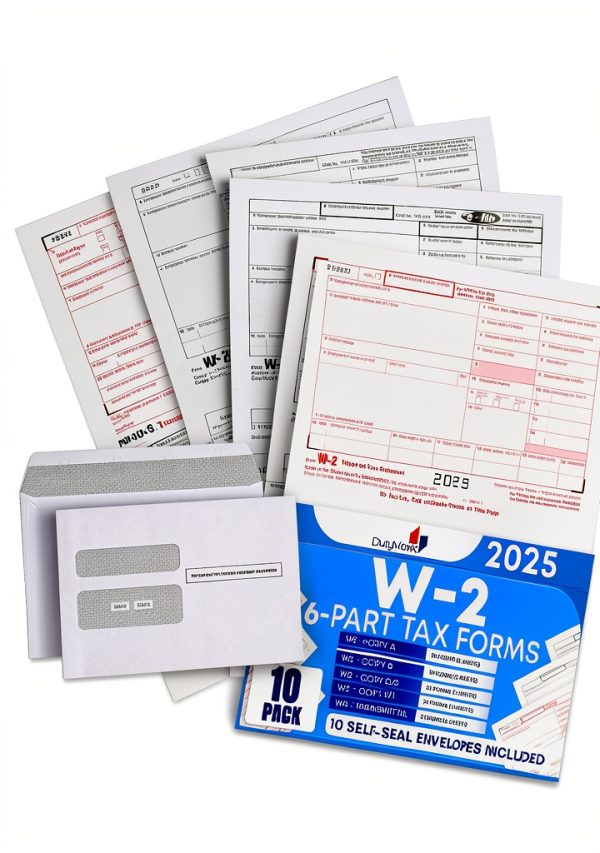 W2 Forms 2025 Dutymark 6-Part Laser Tax Forms Kit for 10 Employees-0