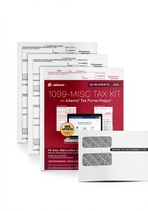Adams 1099 MISC Forms 2025, 4-Part Kit for 26 Recipients, Inkjet/Laser Printer Compatible, Includes 3 1096 Forms, 26 Self-Seal Security Envelopes, Access to Adams Tax Forms Helper (1017228)-0