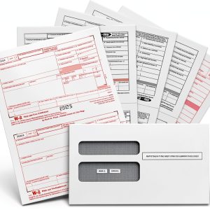 W2 Forms 2025, 6 Part Tax Forms, 25 Employee Kit of Laser Forms Designed for QuickBooks and Accounting Software, 25 Self Seal Envelopes Included-0