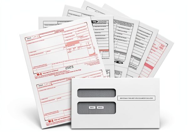 W2 Forms 2025, 6 Part Tax Forms, 25 Employee Kit of Laser Forms Designed for QuickBooks and Accounting Software, 25 Self Seal Envelopes Included-0