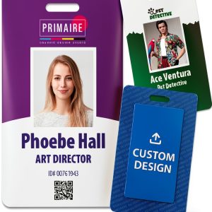 Custom Print Employee ID Badge, Double Sided with Name, Photo, Logo, and Barcode – Unique Photo ID Card Solution (ID Vertical)-0
