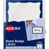 Avery Customizable Name Tags White Blue Border Badges 100 Removable-0