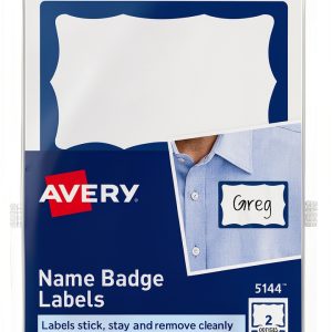 Avery Customizable Name Tags White Blue Border Badges 100 Removable-0