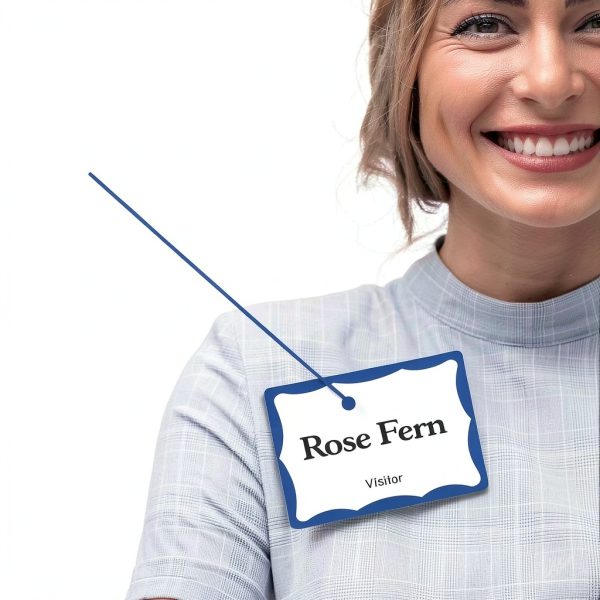 Avery Customizable Name Tags White Blue Border Badges 100 Removable-1