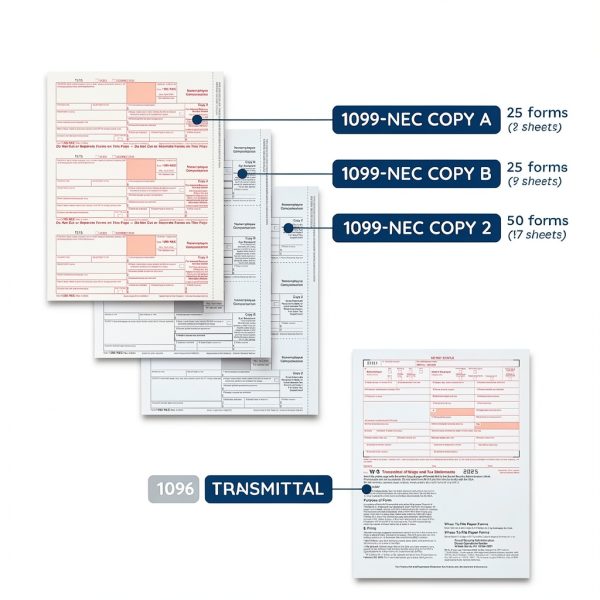 1099 NEC Tax Form Kit Blue Summit Supplies 25 Pack QuickBooks Ready-1
