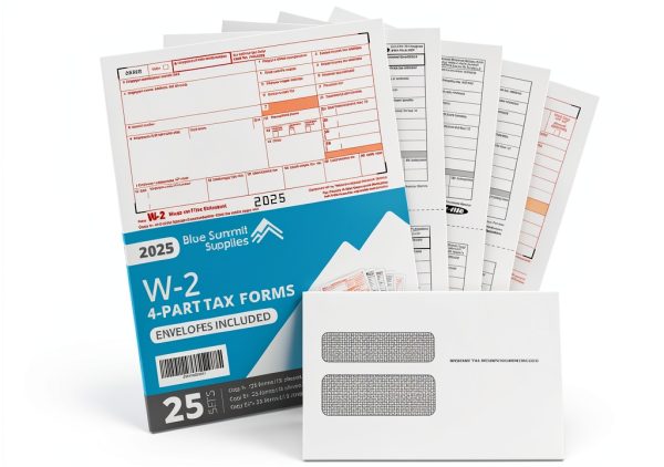 Blue Summit W2 Forms 2025 4‑Part Tax Kit with Envelopes 25 Employees-0